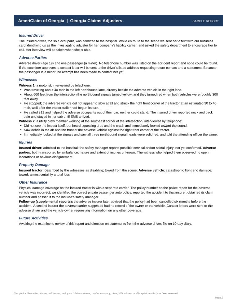 Sample report page 2